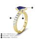4 - Dionne 3.10 ctw Emerald Shape Created Blue Sapphire (9 X 7 mm) accented Baguette Shape Lab Grown Diamonds Engagement Ring 