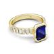 5 - Dionne 3.10 ctw Emerald Shape Created Blue Sapphire (9 X 7 mm) accented Baguette Shape Lab Grown Diamonds Engagement Ring 