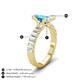 4 - Dionne 3.60 ctw Emerald Shape Blue Topaz (9 X 7 mm) accented Baguette Shape Lab Grown Diamonds Engagement Ring 