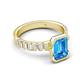 5 - Dionne 3.60 ctw Emerald Shape Blue Topaz (9 X 7 mm) accented Baguette Shape Lab Grown Diamonds Engagement Ring 