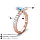 4 - Dionne 3.60 ctw Emerald Shape Blue Topaz (9 X 7 mm) accented Baguette Shape Lab Grown Diamonds Engagement Ring 