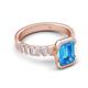 5 - Dionne 3.60 ctw Emerald Shape Blue Topaz (9 X 7 mm) accented Baguette Shape Lab Grown Diamonds Engagement Ring 