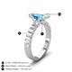 4 - Dionne 3.60 ctw Emerald Shape Blue Topaz (9 X 7 mm) accented Baguette Shape Lab Grown Diamonds Engagement Ring 
