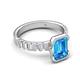 5 - Dionne 3.60 ctw Emerald Shape Blue Topaz (9 X 7 mm) accented Baguette Shape Lab Grown Diamonds Engagement Ring 