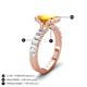 4 - Dionne 2.85 ctw Emerald Shape Citrine (9 X 7 mm) accented Baguette Shape Lab Grown Diamonds Engagement Ring 