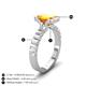 4 - Dionne 2.85 ctw Emerald Shape Citrine (9 X 7 mm) accented Baguette Shape Lab Grown Diamonds Engagement Ring 