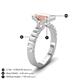 4 - Dionne 2.85 ctw Emerald Shape Morganite (9 X 7 mm) accented Baguette Shape Lab Grown Diamonds Engagement Ring 