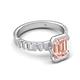 5 - Dionne 2.85 ctw Emerald Shape Morganite (9 X 7 mm) accented Baguette Shape Lab Grown Diamonds Engagement Ring 