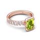 5 - Dionne 3.05 ctw Emerald Shape Peridot (9 X 7 mm) accented Baguette Shape Lab Grown Diamonds Engagement Ring 