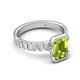 5 - Dionne 3.05 ctw Emerald Shape Peridot (9 X 7 mm) accented Baguette Shape Lab Grown Diamonds Engagement Ring 