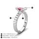 4 - Dionne 3.45 ctw Emerald Shape Pink Tourmaline (9 X 7 mm) accented Baguette Shape Lab Grown Diamonds Engagement Ring 