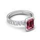 5 - Dionne 3.45 ctw Emerald Shape Pink Tourmaline (9 X 7 mm) accented Baguette Shape Lab Grown Diamonds Engagement Ring 