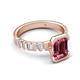 5 - Dionne 3.45 ctw Emerald Shape Pink Tourmaline (9 X 7 mm) accented Baguette Shape Lab Grown Diamonds Engagement Ring 