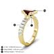 4 - Dionne 3.60 ctw Emerald Shape Red Garnet (9 X 7 mm) accented Baguette Shape Lab Grown Diamonds Engagement Ring 