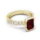 5 - Dionne 3.60 ctw Emerald Shape Red Garnet (9 X 7 mm) accented Baguette Shape Lab Grown Diamonds Engagement Ring 