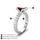 4 - Dionne 3.60 ctw Emerald Shape Red Garnet (9 X 7 mm) accented Baguette Shape Lab Grown Diamonds Engagement Ring 