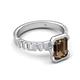 5 - Dionne 2.85 ctw Emerald Shape Smoky Quartz (9 X 7 mm) accented Baguette Shape Lab Grown Diamonds Engagement Ring 