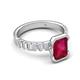 5 - Dionne 3.30 ctw Emerald Shape Created Ruby (9 X 7 mm) accented Baguette Shape Lab Grown Diamonds Engagement Ring 