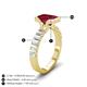 4 - Dionne 3.30 ctw Emerald Shape Created Ruby (9 X 7 mm) accented Baguette Shape Lab Grown Diamonds Engagement Ring 