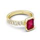 5 - Dionne 3.30 ctw Emerald Shape Created Ruby (9 X 7 mm) accented Baguette Shape Lab Grown Diamonds Engagement Ring 