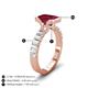 4 - Dionne 3.30 ctw Emerald Shape Created Ruby (9 X 7 mm) accented Baguette Shape Lab Grown Diamonds Engagement Ring 