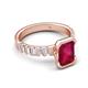 5 - Dionne 3.30 ctw Emerald Shape Created Ruby (9 X 7 mm) accented Baguette Shape Lab Grown Diamonds Engagement Ring 
