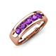 3 - Caleb 0.75 ctw Amethyst Comfort Fit Men Wedding Band (6 mm) 