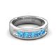 5 - Caleb 0.70 ctw Blue Topaz Comfort Fit Men Wedding Band (6 mm) 