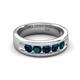 5 - Caleb 0.85 ctw London Blue Topaz Comfort Fit Men Wedding Band (6 mm) 