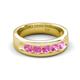 5 - Caleb 0.85 ctw Pink Sapphire Comfort Fit Men Wedding Band (6 mm) 