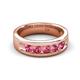 5 - Caleb 0.75 ctw Pink Tourmaline Comfort Fit Men Wedding Band (6 mm) 