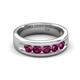 5 - Caleb 0.89 ctw Rhodolite Garnet Comfort Fit Men Wedding Band (6 mm) 