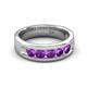 5 - Caleb 0.75 ctw Amethyst Comfort Fit Men Wedding Band (6 mm) 