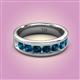 2 - Irvin 1.12 ctw Blue Diamond Seven Stone Comfort Fit Men Wedding Band (6 mm) 