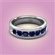 2 - Irvin 1.19 ctw Blue Sapphire Seven Stone Comfort Fit Men Wedding Band (6 mm) 