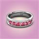 2 - Irvin 1.05 ctw Pink Tourmaline Seven Stone Comfort Fit Men Wedding Band (6 mm) 