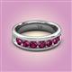 2 - Irvin 1.25 ctw Rhodolite Garnet Seven Stone Comfort Fit Men Wedding Band (6 mm) 