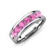 3 - Irvin 1.19 ctw Pink Sapphire Seven Stone Comfort Fit Men Wedding Band (6 mm) 