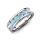 3 - Irvin 1.05 ctw Aquamarine Seven Stone Comfort Fit Men Wedding Band (6 mm) 