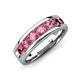 3 - Irvin 1.05 ctw Pink Tourmaline Seven Stone Comfort Fit Men Wedding Band (6 mm) 