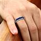 5 - Irvin 1.19 ctw Blue Sapphire Seven Stone Comfort Fit Men Wedding Band (6 mm) 