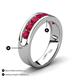 4 - Irvin 1.19 ctw Ruby Seven Stone Comfort Fit Men Wedding Band (6 mm) 