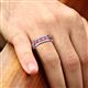 5 - Irvin 1.05 ctw Pink Tourmaline Seven Stone Comfort Fit Men Wedding Band (6 mm) 