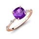 3 - Nuria 2.11 ctw Cushion Shape Amethyst (8.00 mm) accented Natural Diamonds Engagement Ring 