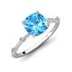 3 - Nuria 2.91 ctw Cushion Shape Blue Topaz (8.00 mm) accented Natural Diamonds Engagement Ring 