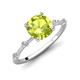 3 - Nuria 2.51 ctw Cushion Shape Peridot (8.00 mm) accented Natural Diamonds Engagement Ring 