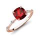 3 - Nuria 2.86 ctw Cushion Shape Red Garnet (8.00 mm) accented Natural Diamonds Engagement Ring 