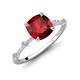 3 - Nuria 2.86 ctw Cushion Shape Red Garnet (8.00 mm) accented Natural Diamonds Engagement Ring 