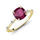 3 - Nuria 2.86 ctw Cushion Shape Rhodolite Garnet (8.00 mm) accented Natural Diamonds Engagement Ring 