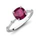 3 - Nuria 2.86 ctw Cushion Shape Rhodolite Garnet (8.00 mm) accented Natural Diamonds Engagement Ring 